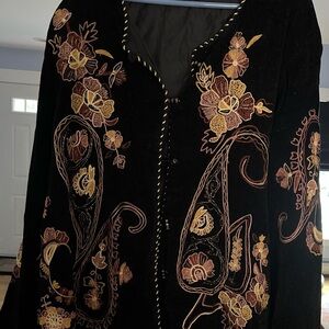 Embroidered Black Floral Women's Jacket
